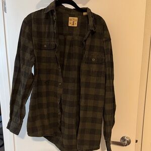 RedHead Men's Green Black Plaid Casual Button Down Shirt